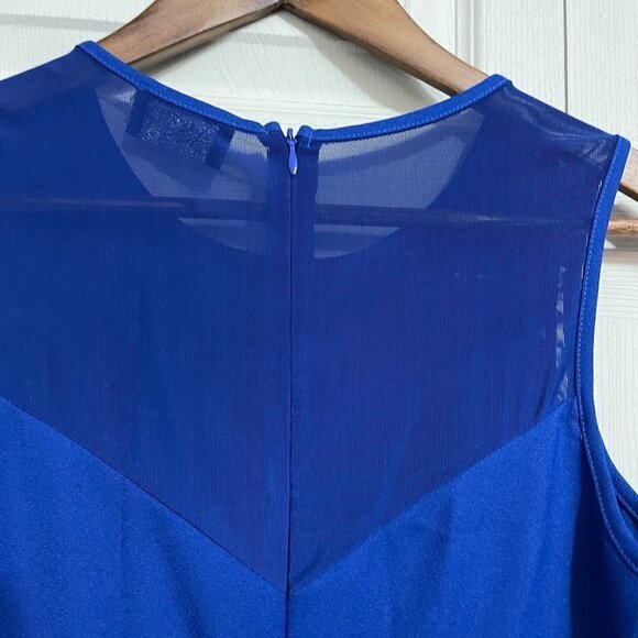 ASTR Women's Royal Blue Mesh Inset Embroidered Fit & Flare Mini Dress Medium - Picture 5 of 11